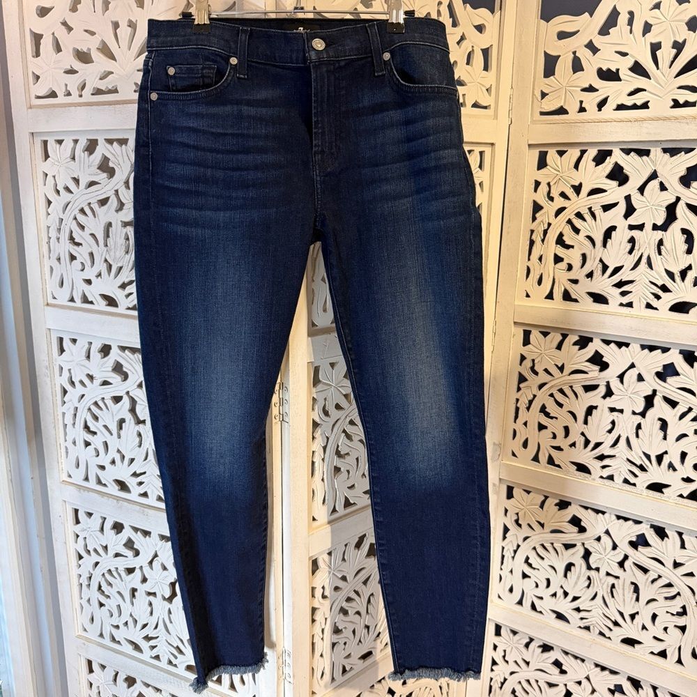 NWOT 7 For All Mankind Dark Indigo Ankle Jeans Sz 30x27